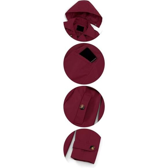 Women's Double Breasted Trench Coats Mid-Length Belted Overcoat - Picture 6 of 16